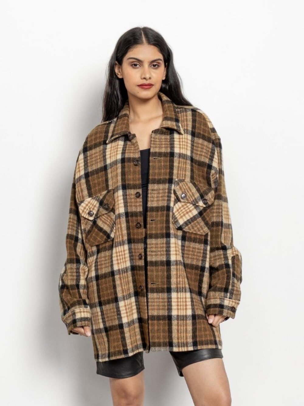 PLAID WOOL SHIRT Oversize Vintage / Large Xl